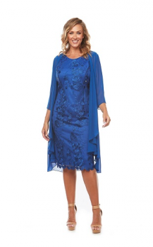 Layla Jones collection, Style Code LJ0230, Embroidered lace dress with 3/4 chiffon jacket