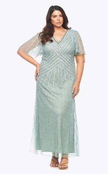 Layla Jones collection, Style Code LJ0376, long sequin and beaded dress