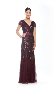 Zaliea collection, Style Code Z0002, Cap sleeve beaded dress with satin waistband. :   On sale now
