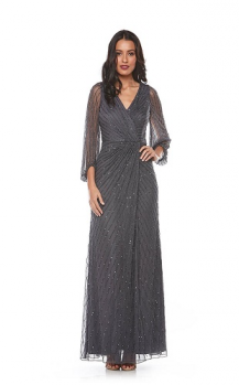 Zaliea collection, Style Code Z0066, Long beaded dress with 3/4 blouson sleeve.On Sale