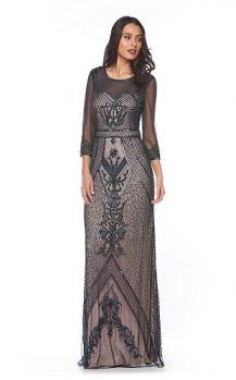 Zaliea collection, Style Code Z0071, Long 3/4 sleeve beaded dress.On Sale