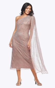 Zaliea collection, Style Code Z0297, short beaded dress with drape sleeve :On Sale 